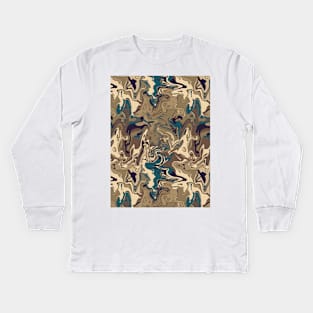 Quiet Coffee Shop Marble - Digital Paint Spill Kids Long Sleeve T-Shirt